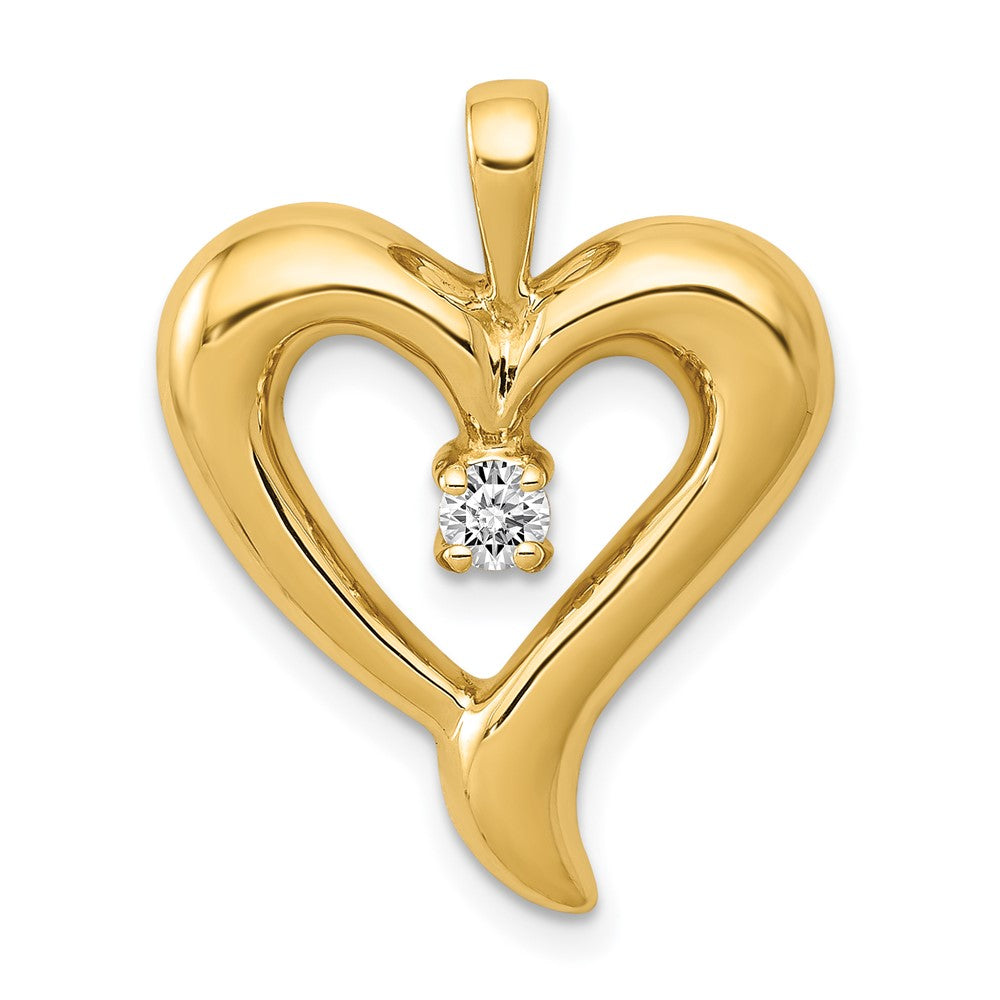 14K Gelbgold Herzanhänger mit echtem AA-Diamant