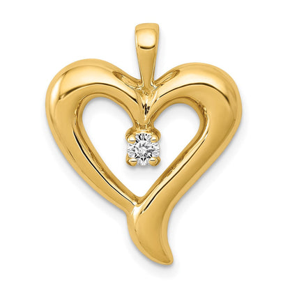 14K Gelbgold Herzanhänger mit echtem AA-Diamant