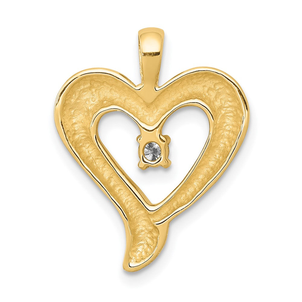 14K Gelbgold Herzanhänger mit echtem AA-Diamant