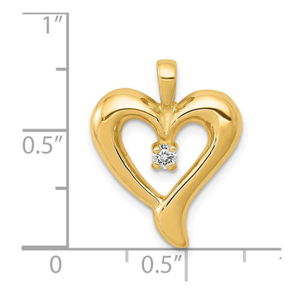14K Gelbgold Herzanhänger mit echtem AA-Diamant