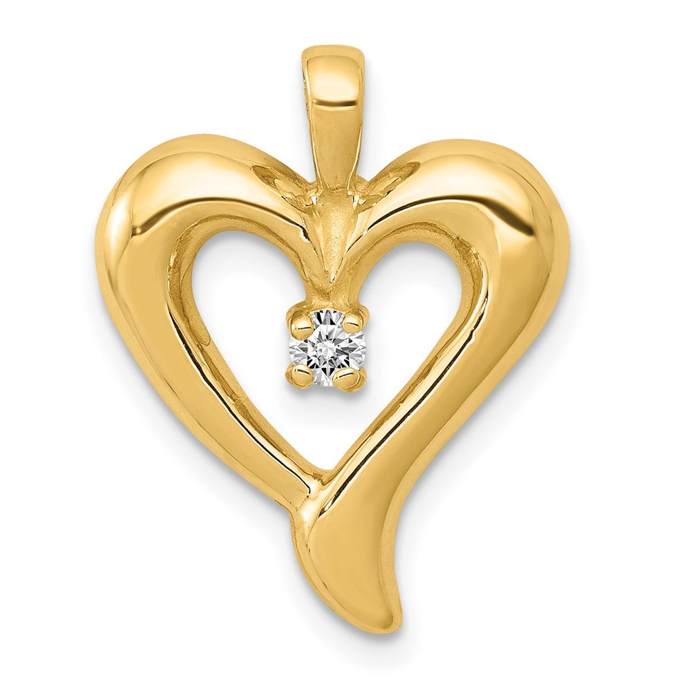 14K Gelbgold Herzanhänger mit echtem AA-Diamant
