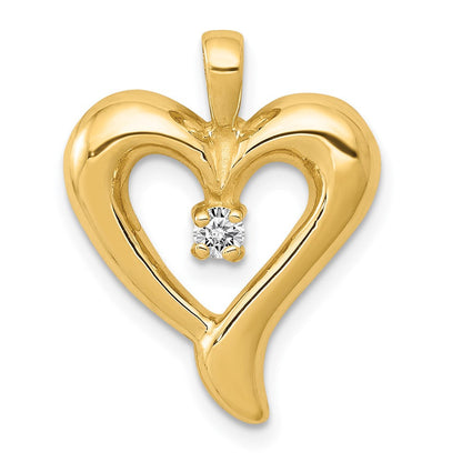 14K Gelbgold Herzanhänger mit echtem AA-Diamant