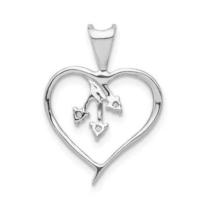 14K Weißgold Herzanhänger mit echten Diamanten