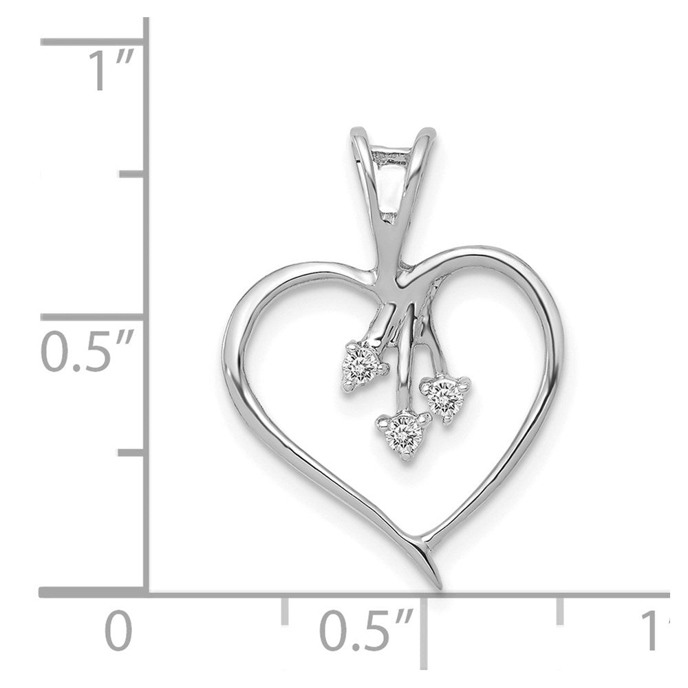 14K Weißgold Herzanhänger mit echten Diamanten
