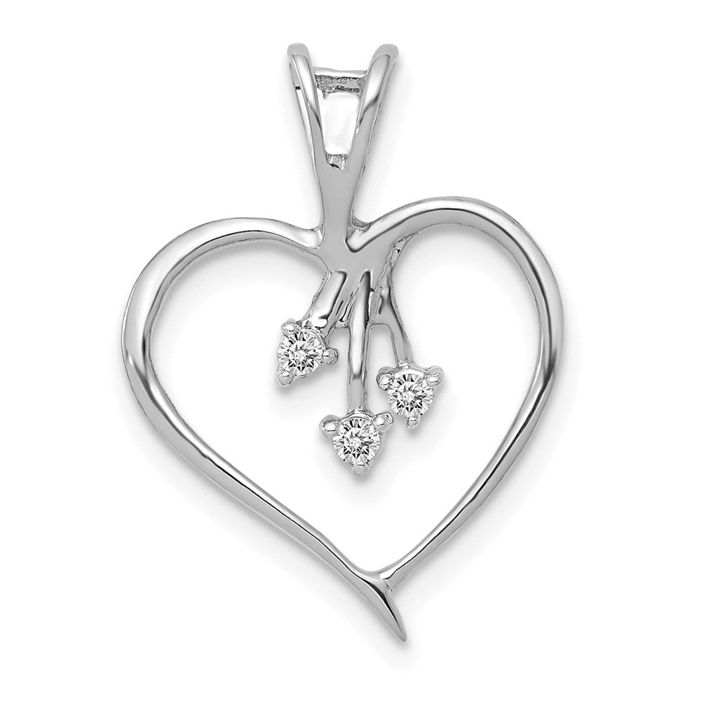 14K Weißgold Herzanhänger mit echten Diamanten