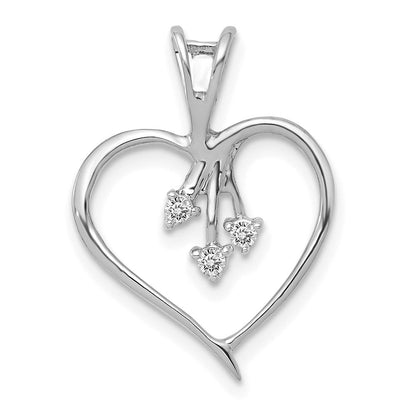 14K Weißgold Herzanhänger mit echten Diamanten