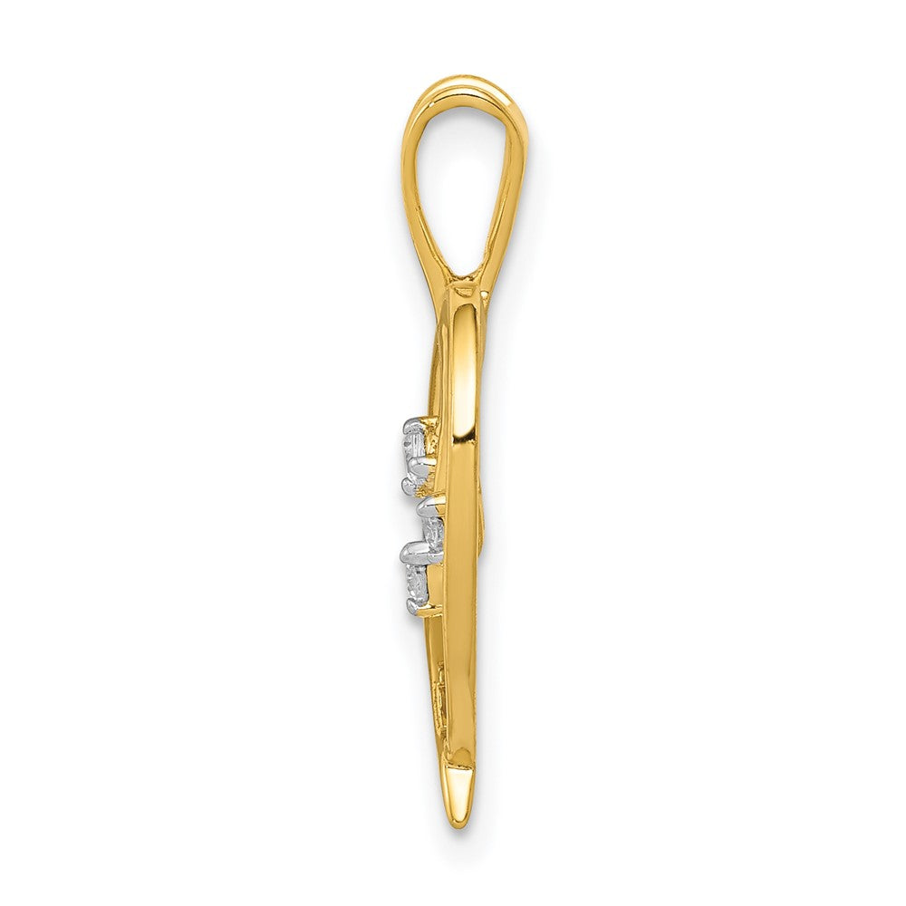14K Gelbgold Herzanhänger mit echtem Diamant