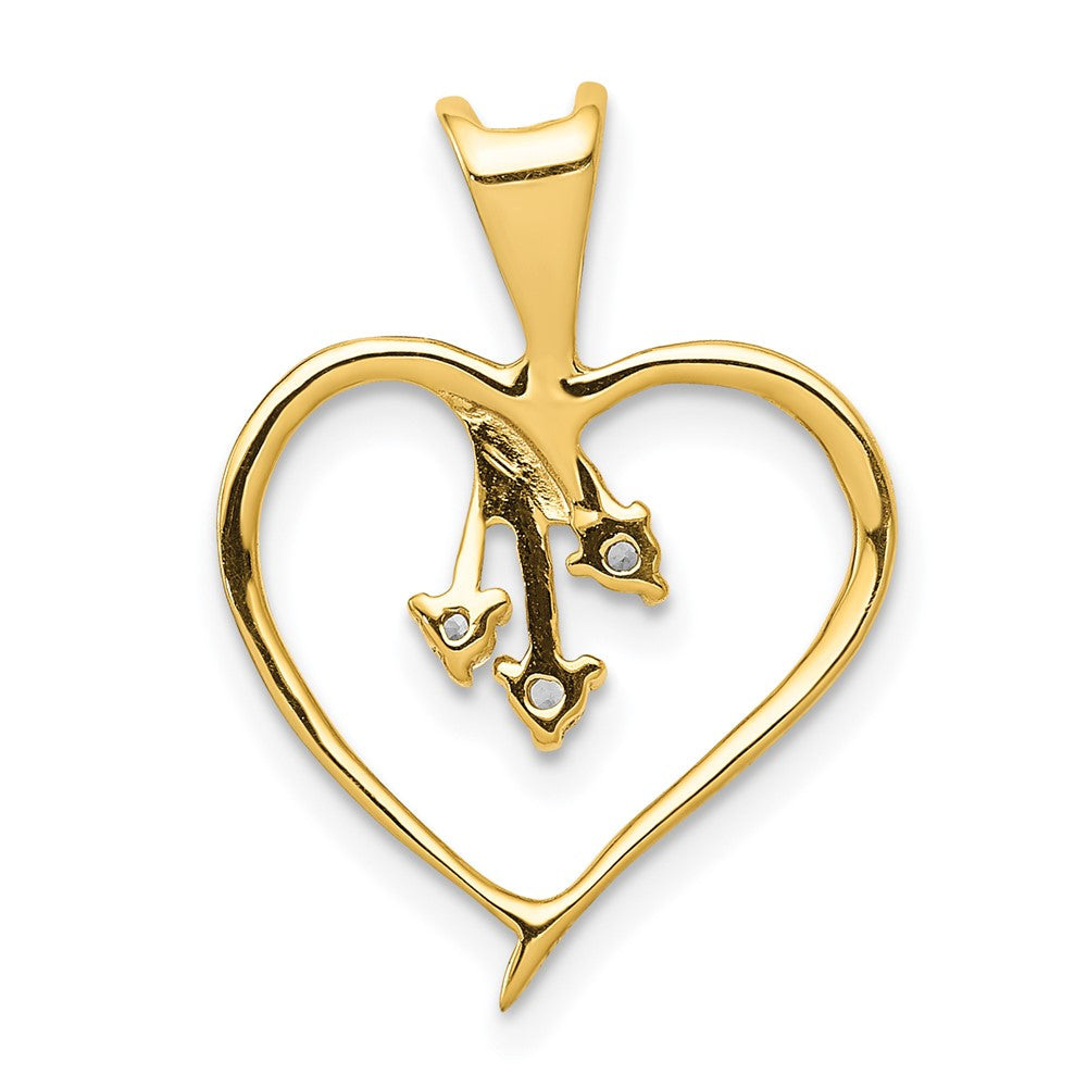 14K Gelbgold Herzanhänger mit echtem Diamant