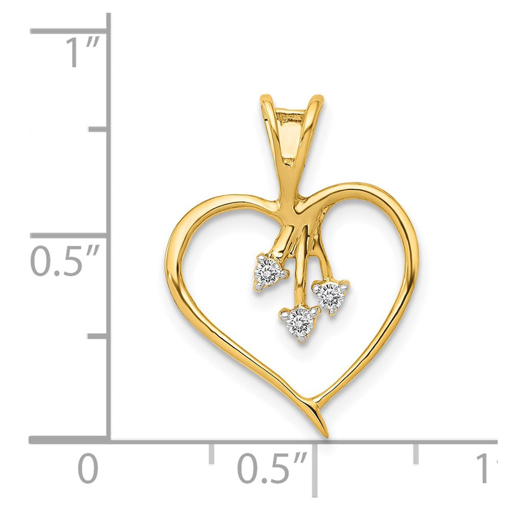14K Gelbgold Herzanhänger mit echtem Diamant