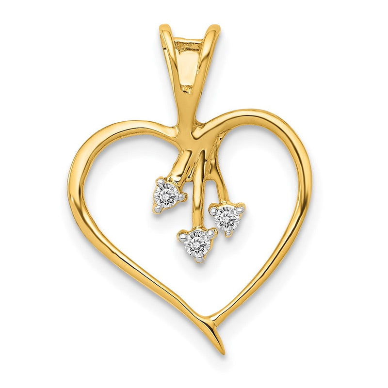 14K Gelbgold Herzanhänger mit echtem Diamant