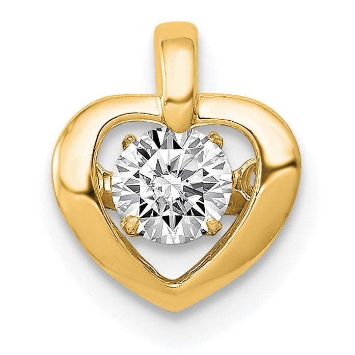 14K Gelbgold Herzanhänger mit 0,25 ct. laborgezüchtetem Diamanten VS/SI+ G+, strahlend