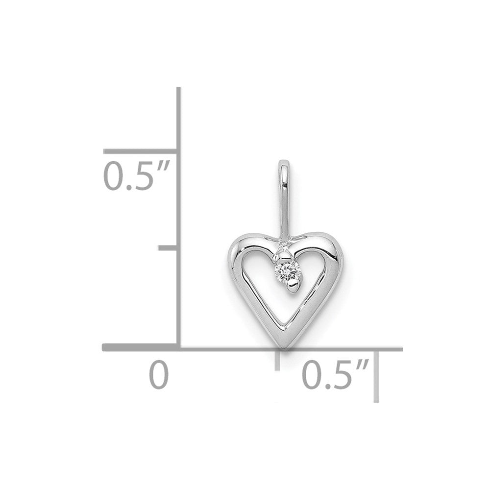 14K Weißgold 0,02 ct. Echter Diamant Herz-Anhänger
