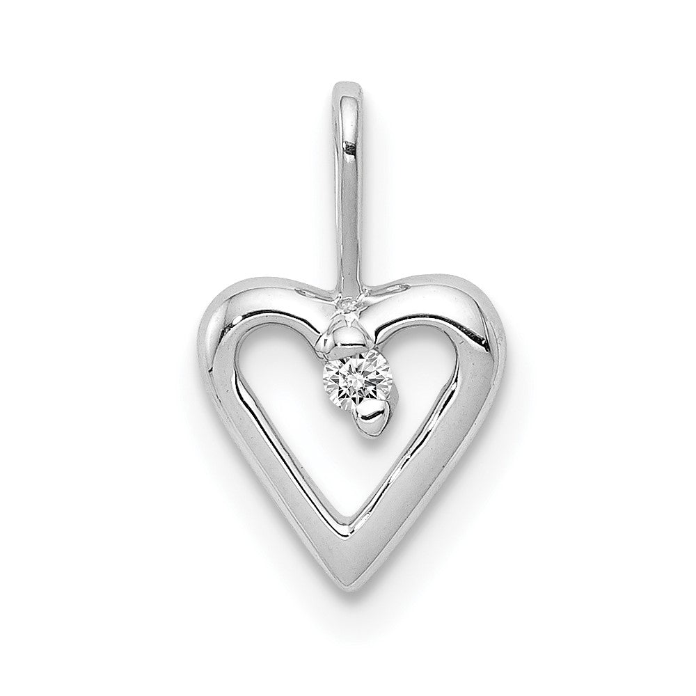 14K Weißgold 0,02 ct. Echter Diamant Herz-Anhänger