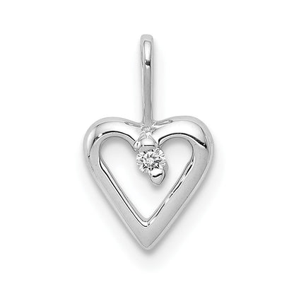 14K Weißgold 0,02 ct. Echter Diamant Herz-Anhänger
