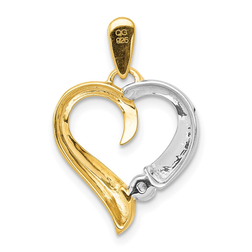 14 Karat Bicolor Gold Herz-Anhänger mit 0,067 ct. echtem Diamant