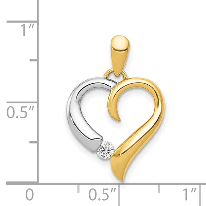 14 Karat Bicolor Gold Herz-Anhänger mit 0,067 ct. echtem Diamant