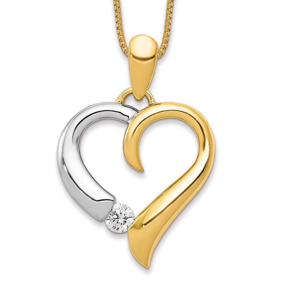 14 Karat Bicolor Gold Herz-Anhänger mit 0,067 ct. echtem Diamant