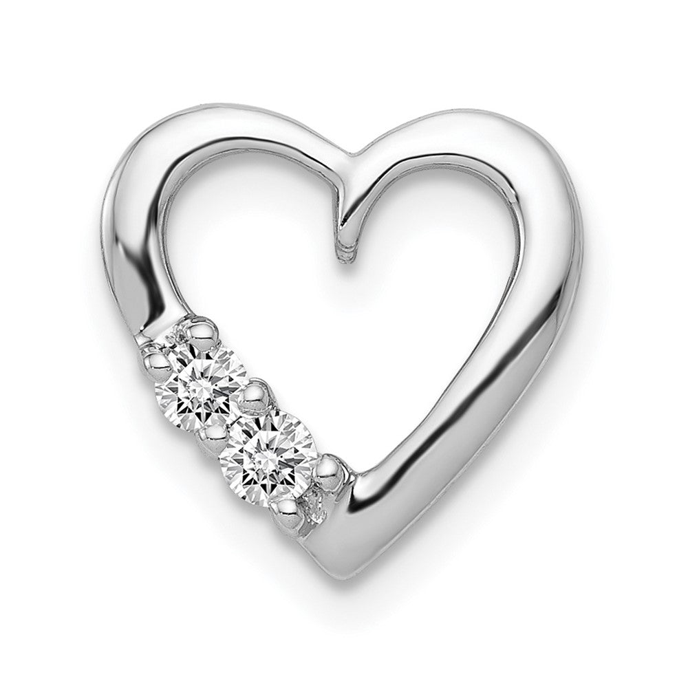 14K Weißgold 1/10ct. Echt Diamant Herz Kette Anhänger