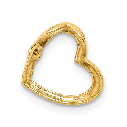 14K Gelbgold Aa Echt Diamant Herz Kette Anhänger