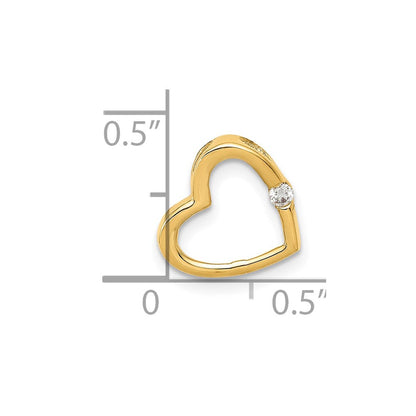 14K Gelbgold Aa Echt Diamant Herz Kette Anhänger