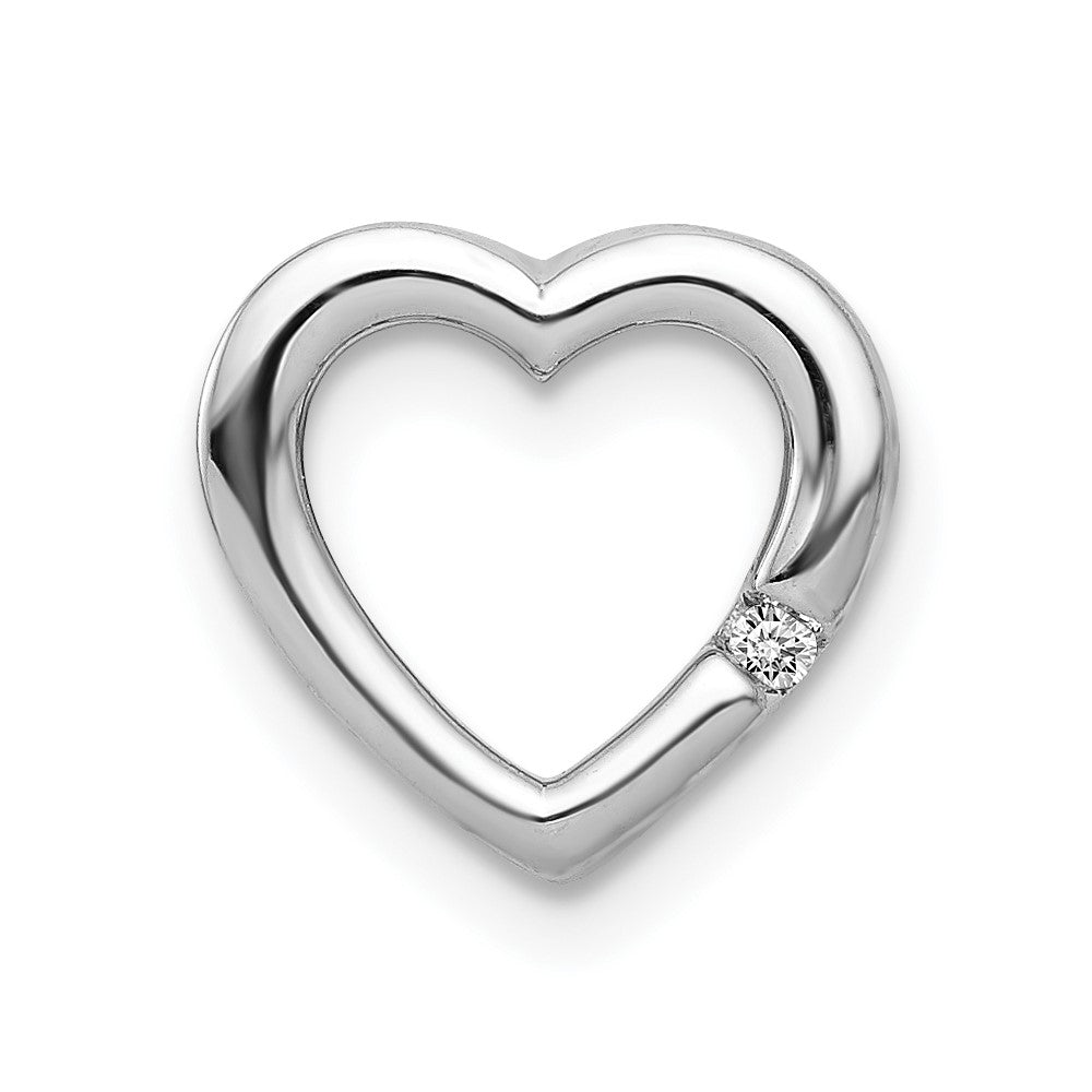 14K Weißgold.01ct. Echt Diamant Herz Kette Anhänger