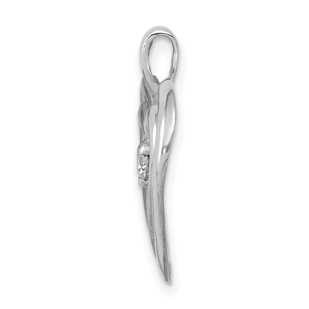 14K Weißgold AA Echter Diamant Doppelherz-Anhänger
