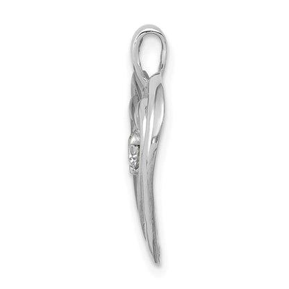 14K Weißgold AA Echter Diamant Doppelherz-Anhänger