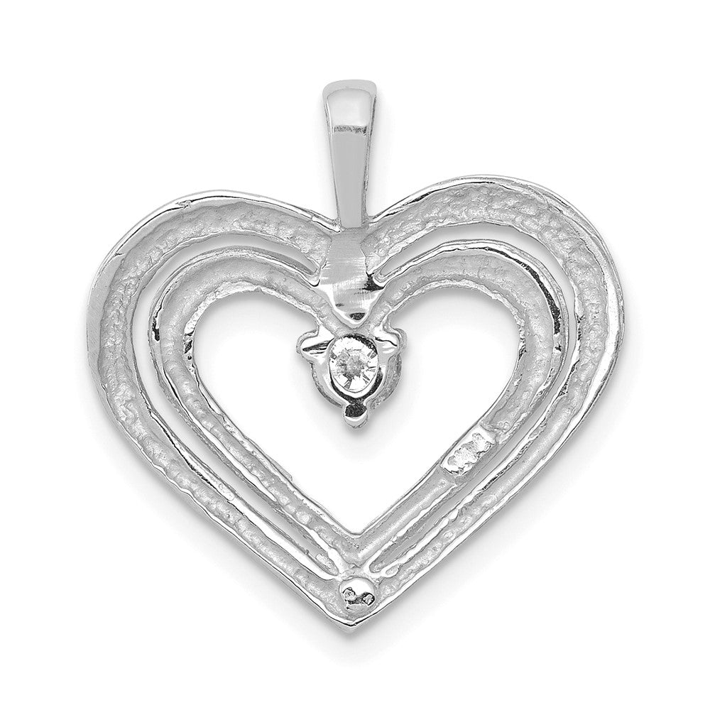 14K Weißgold AA Echter Diamant Doppelherz-Anhänger