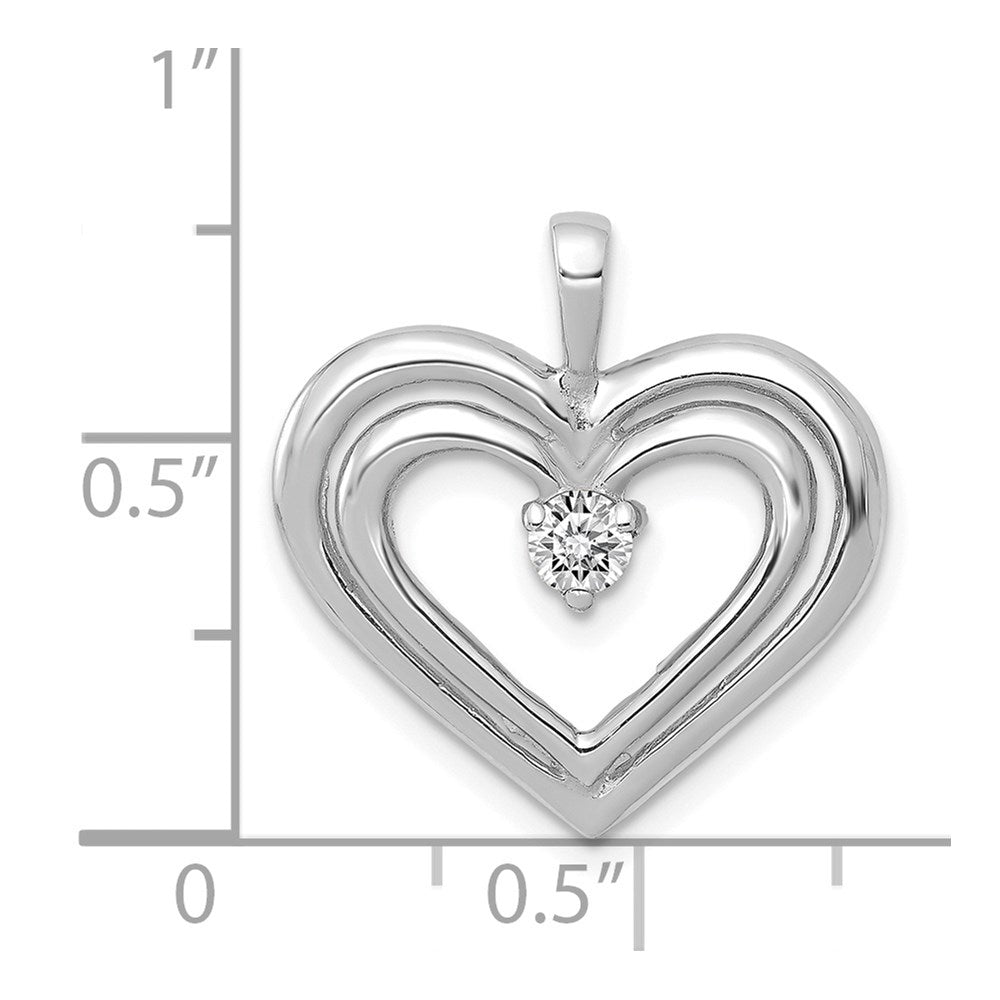 14K Weißgold AA Echter Diamant Doppelherz-Anhänger