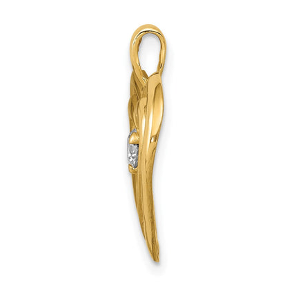 14K Gelbgold AA Echter-Diamant-Doppelherz-Anhänger