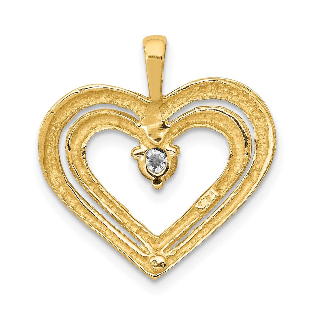 14K Gelbgold AA Echter-Diamant-Doppelherz-Anhänger