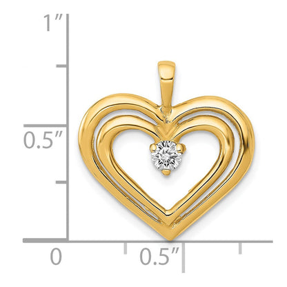 14K Gelbgold AA Echter-Diamant-Doppelherz-Anhänger