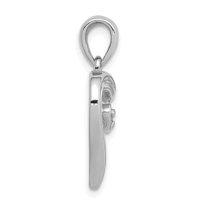 14K Weißgold AA Echter Diamant Herz-Anhänger