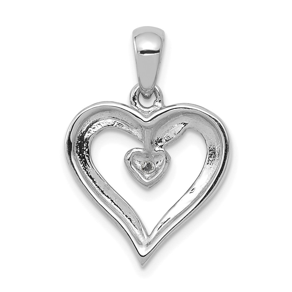 14K Weißgold AA Echter Diamant Herz-Anhänger