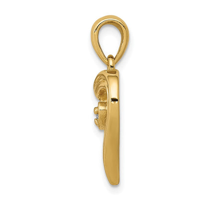 14K Gelbgold AA Echter Diamant Herz-Anhänger