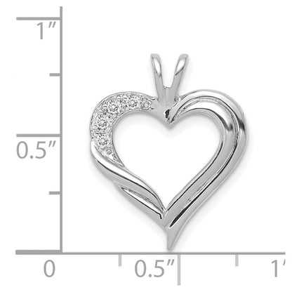 14K Weißgold Herzanhänger mit echten Diamanten, Fancy-Design