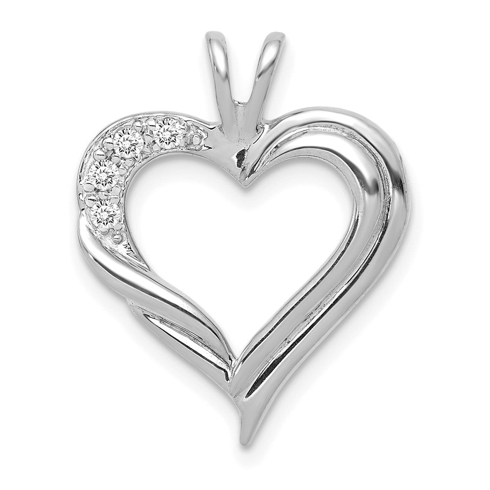 14K Weißgold Herzanhänger mit echten Diamanten, Fancy-Design
