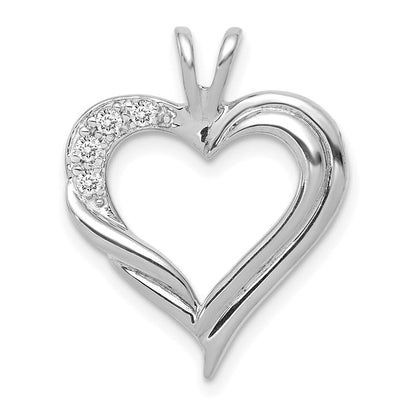 14K Weißgold Herzanhänger mit echten Diamanten, Fancy-Design