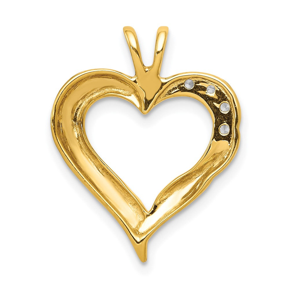 14K Gelbgold Herzanhänger mit echten Diamanten, ausgefallenes Design