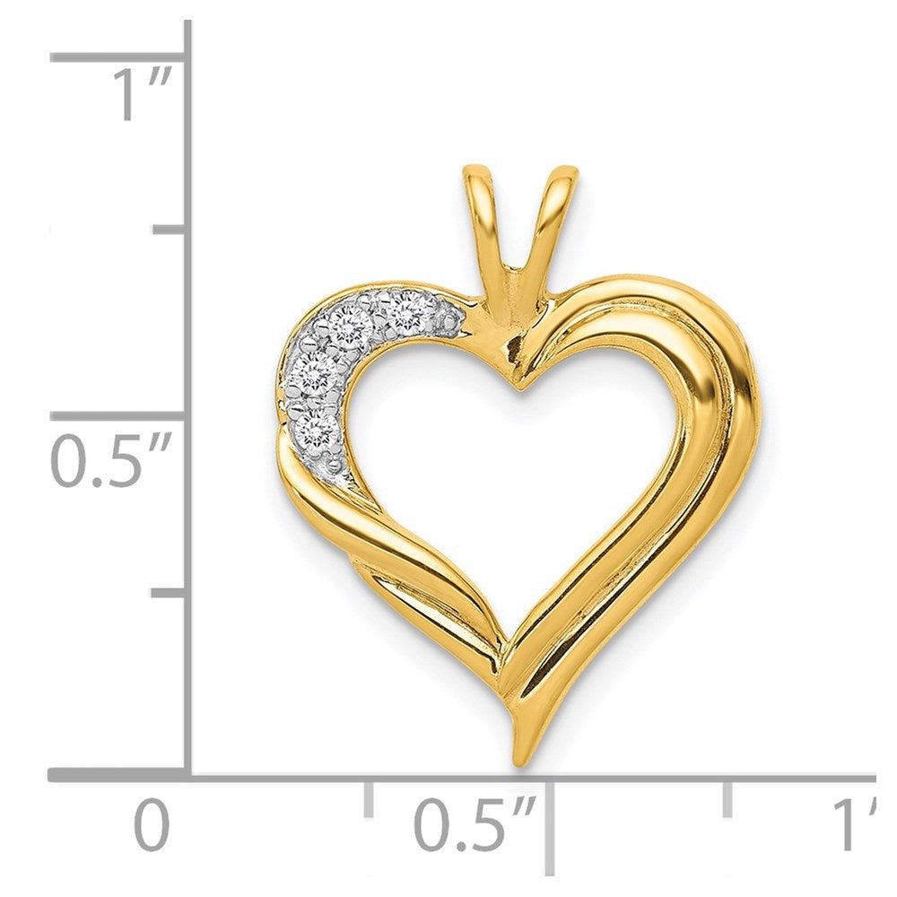 14K Gelbgold Herzanhänger mit echten Diamanten, ausgefallenes Design