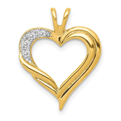 14K Gelbgold Herzanhänger mit echten Diamanten, ausgefallenes Design