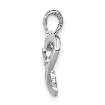 14K Weißgold AA Echter Diamant Herz-Anhänger