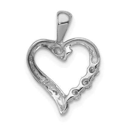 14K Weißgold AA Echter Diamant Herz-Anhänger