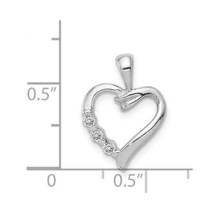 14K Weißgold AA Echter Diamant Herz-Anhänger