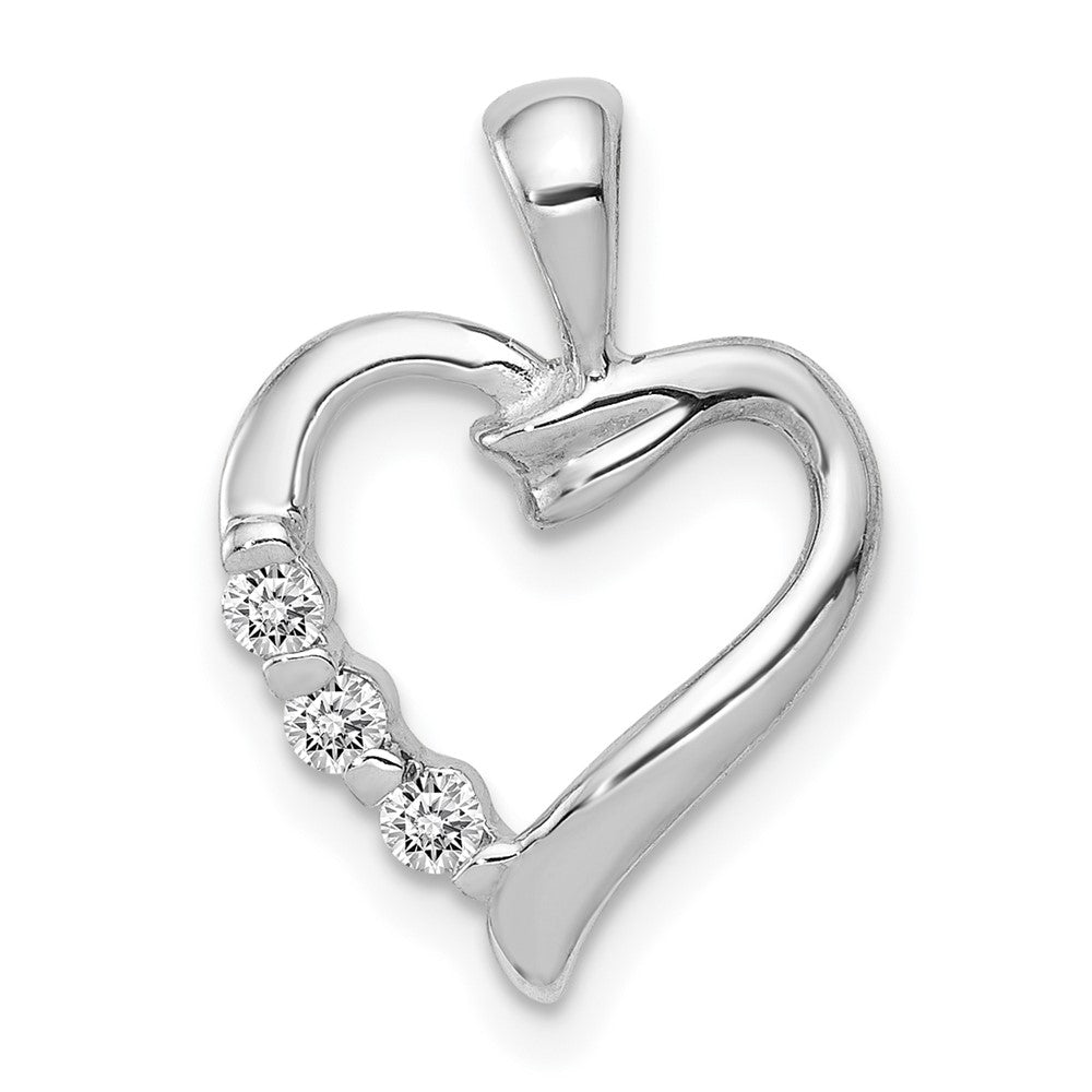 14K Weißgold AA Echter Diamant Herz-Anhänger