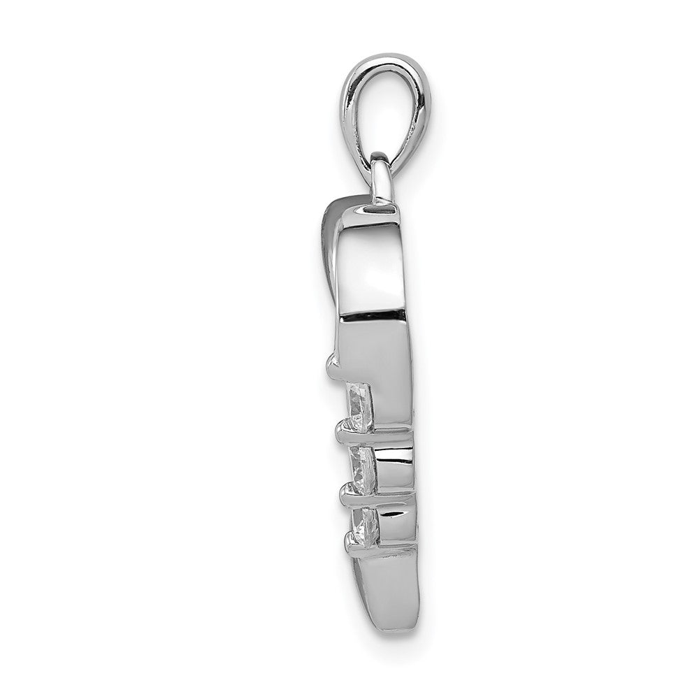 14K Weißgold Herz-Anhänger mit drei Steinen und 0,25 ct. echten Diamanten