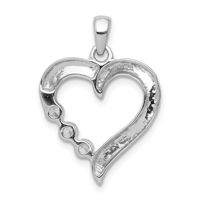 14K Weißgold Herz-Anhänger mit drei Steinen und 0,25 ct. echten Diamanten