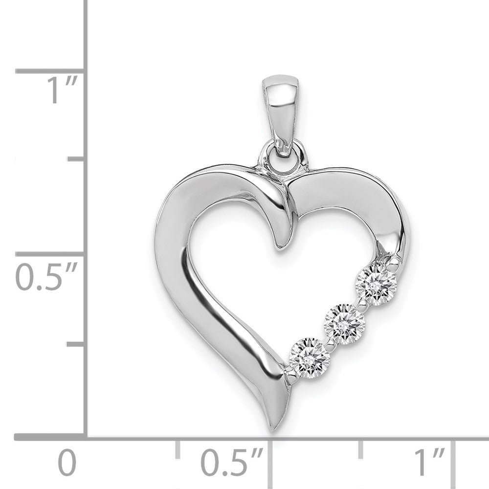 14K Weißgold Herz-Anhänger mit drei Steinen und 0,25 ct. echten Diamanten
