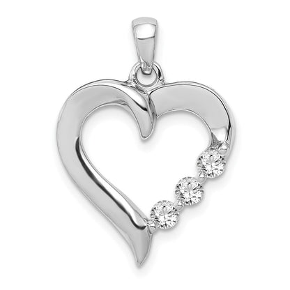 14K Weißgold Herz-Anhänger mit 0,25 ct. im Labor gezüchteten Diamanten VS/SI+ G+, Drei-Steine-Design