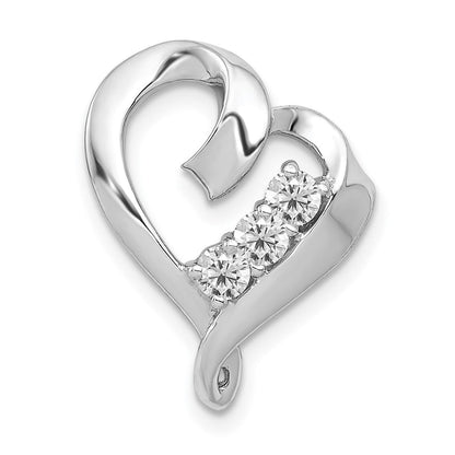 14K Weißgold AA Echtdiamant-Herzanhänger